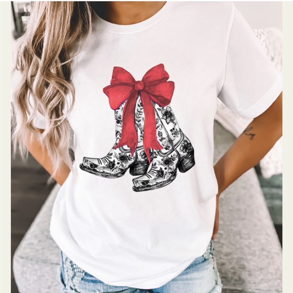 Coquette Red and Black Boots Tee
